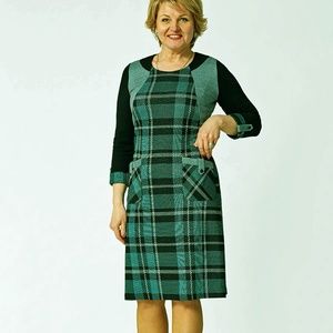 PLUS SIZE CHECKBOARD  POCKET DRESS MADE IN EUROPE